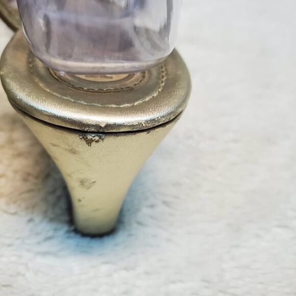 Tory Burch Gold Metallic Bohemian Formal T Strap Sandal Buckle Wedge Heels 10 M - Picture 11 of 16